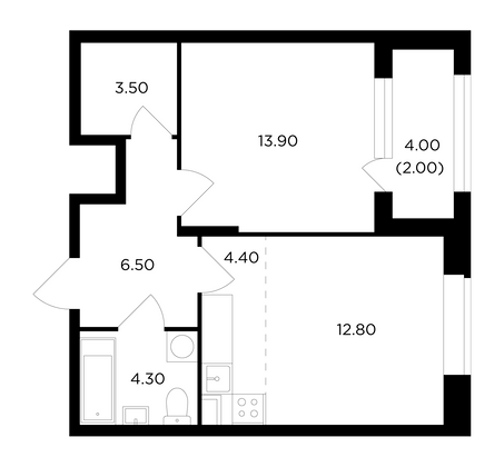 Продажа 2-комнатной квартиры 47,4 м², 12/17 этаж