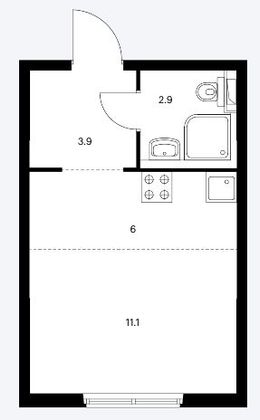 Продажа квартиры-студии 23,9 м², 22/25 этаж