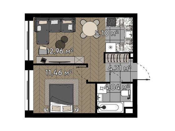 37,9 м², 2-комн. квартира, 3/25 этаж