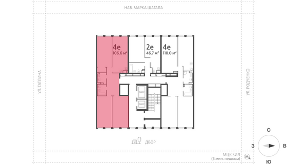 Продажа 3-комнатной квартиры 106,6 м², 5/15 этаж