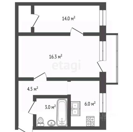 Продажа 2-комнатной квартиры 42,6 м², 4/5 этаж