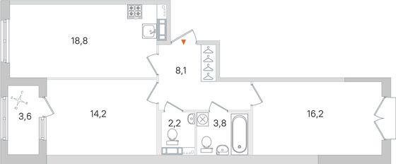 Продажа 2-комнатной квартиры 65,1 м², 4/4 этаж