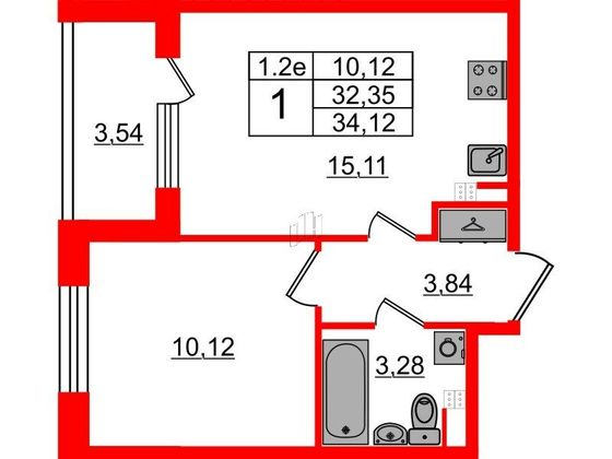 Продажа 1-комнатной квартиры 32,3 м², 3/5 этаж