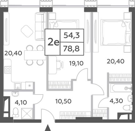 78,8 м², 3-комн. квартира, 44/52 этаж