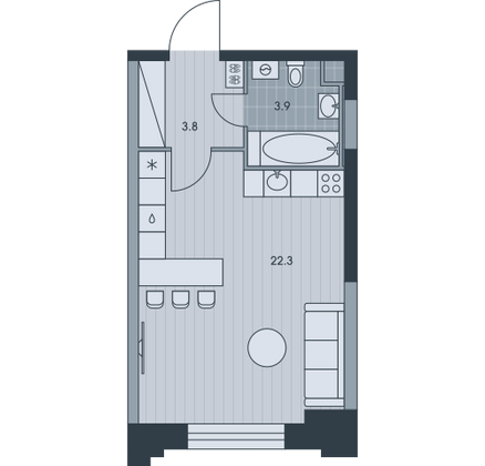 30 м², 1-комн. квартира, 19/34 этаж