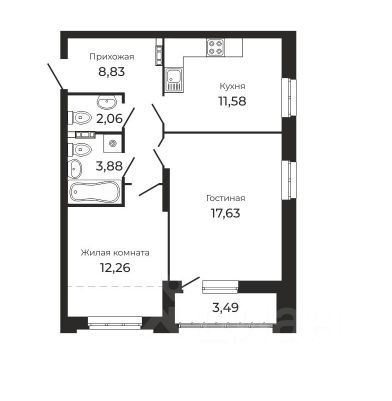 Продажа 2-комнатной квартиры 59,7 м², 8/14 этаж