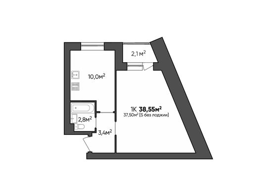 Продажа 1-комнатной квартиры 38 м², 3/3 этаж