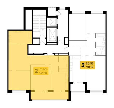 Продажа 2-комнатной квартиры 92,8 м², 2/17 этаж