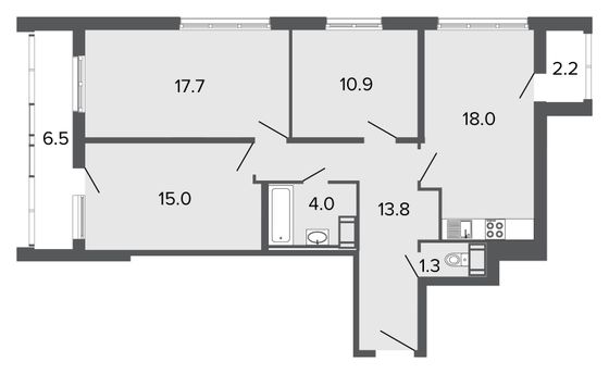 Продажа 4-комнатной квартиры 80,7 м², 20/24 этаж