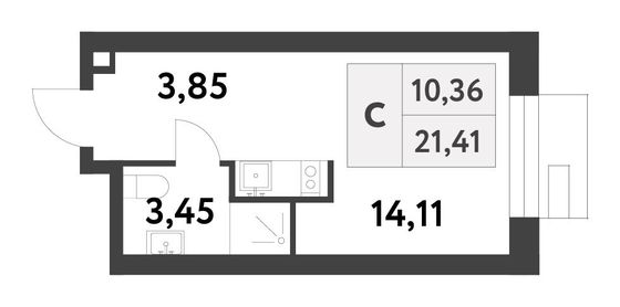 Продажа квартиры-студии 21,4 м², 3/16 этаж