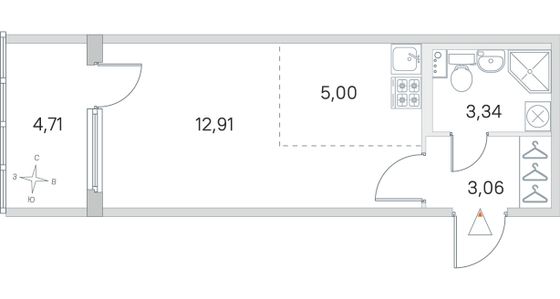 Продажа квартиры-студии 25,7 м², 1/4 этаж