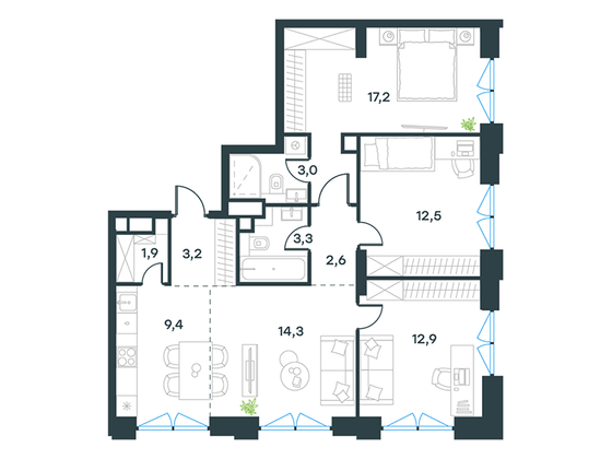 Продажа 4-комнатной квартиры 80,3 м², 16/32 этаж