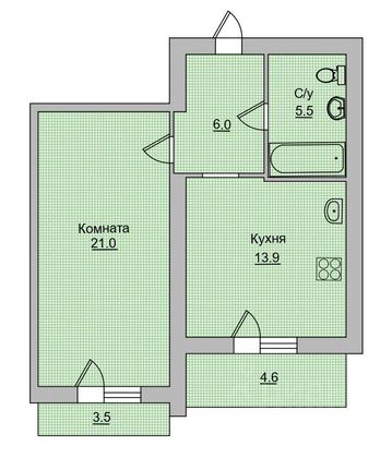 Продажа 1-комнатной квартиры 49,7 м², 10/16 этаж