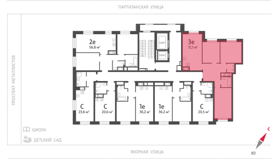 72,1 м², 3-комн. квартира, 11/12 этаж