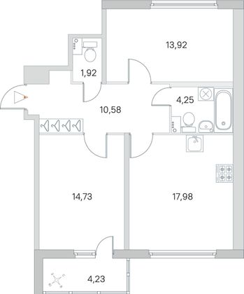 Продажа 2-комнатной квартиры 65,5 м², 2/8 этаж