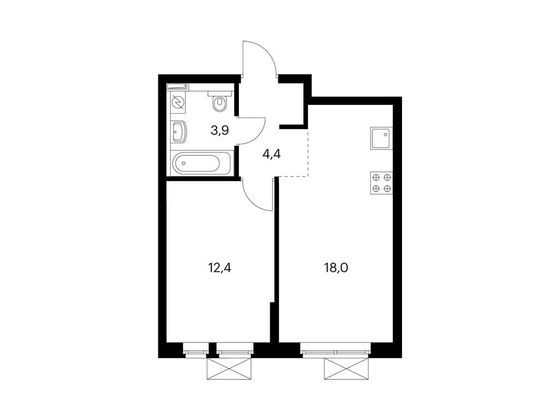 Продажа 1-комнатной квартиры 38,6 м², 2/24 этаж