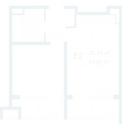 Продажа 1-комнатной квартиры 42,8 м², 10/12 этаж