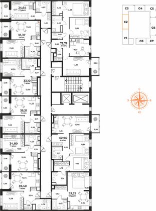 Продажа 3-комнатной квартиры 72,7 м², 7/10 этаж