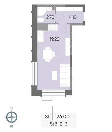 Продажа квартиры-студии 26 м², 3/30 этаж