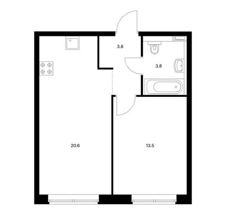 Продажа 1-комнатной квартиры 41,7 м², 11/24 этаж