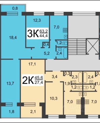 Продажа 3-комнатной квартиры 63,2 м², 2/9 этаж