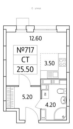 Продажа квартиры-студии 25,5 м², 25/25 этаж