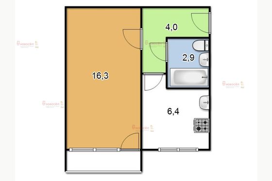 Продажа 1-комнатной квартиры 28 м², 4/5 этаж