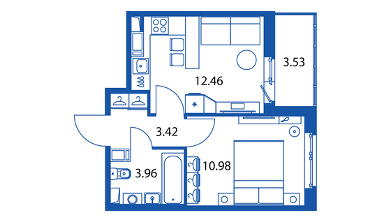 Продажа 1-комнатной квартиры 32,4 м², 2/12 этаж