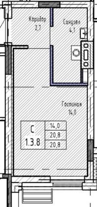 Продажа квартиры-студии 20,8 м², 3/8 этаж