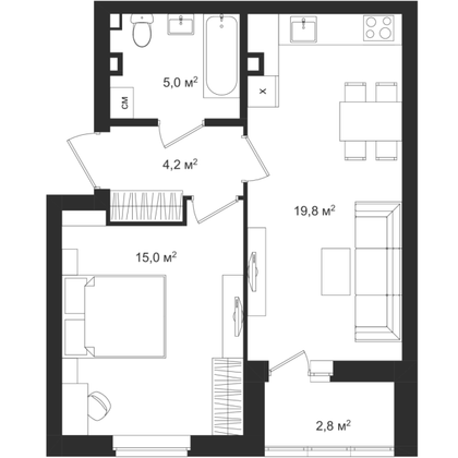 Продажа 1-комнатной квартиры 46,5 м², 9/31 этаж