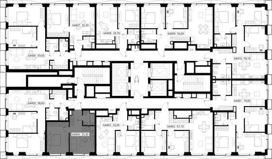 Продажа 1-комнатной квартиры 35,3 м², 44/48 этаж