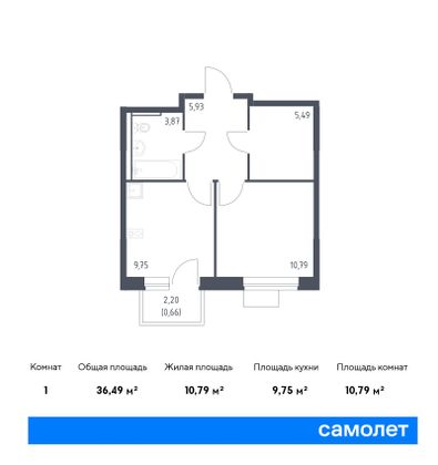 36,5 м², 1-комн. квартира, 4/14 этаж