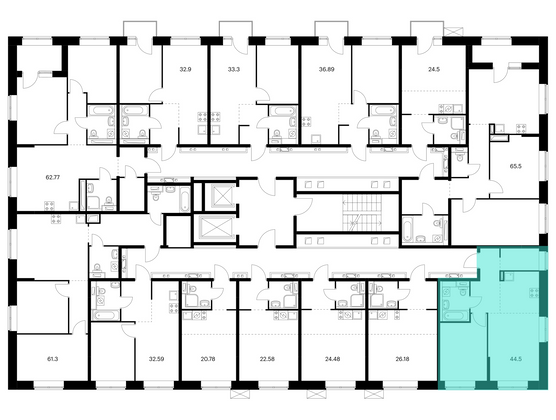 Продажа 1-комнатной квартиры 44,5 м², 2/10 этаж