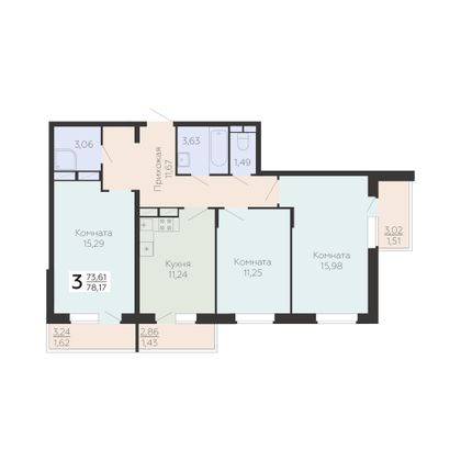 Продажа 3-комнатной квартиры 78,2 м², 11/18 этаж