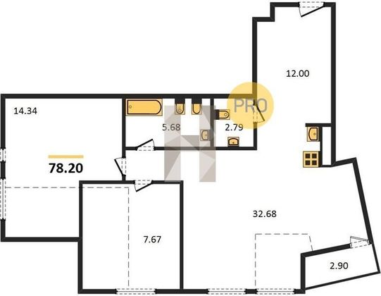 Продажа 2-комнатной квартиры 78,2 м², 7/9 этаж