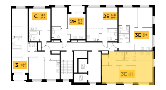 Продажа 3-комнатной квартиры 57,9 м², 16/20 этаж