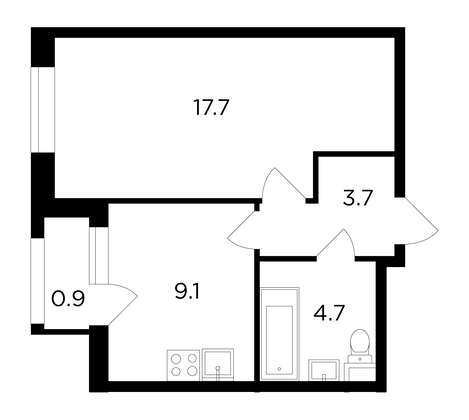 Продажа 1-комнатной квартиры 35,4 м², 12/22 этаж