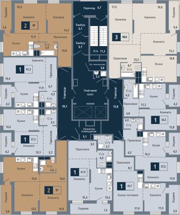 Продажа 1-комнатной квартиры 44,7 м², 1/15 этаж