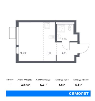 22,8 м², студия, 10/11 этаж