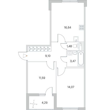Продажа 2-комнатной квартиры 58,5 м², 2/4 этаж