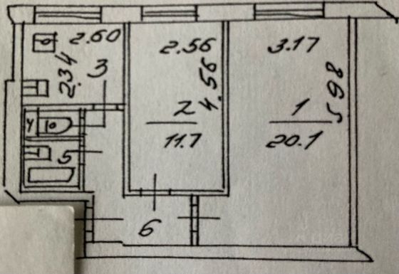 Продажа 2-комнатной квартиры 46 м², 2/9 этаж