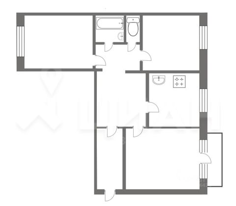 Продажа 3-комнатной квартиры 63 м², 4/5 этаж