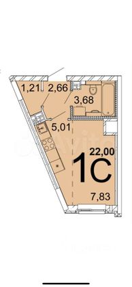 Продажа квартиры-студии 21 м², 13/14 этаж