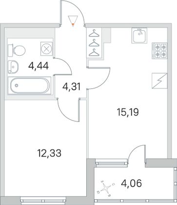 Продажа 1-комнатной квартиры 38,3 м², 5/5 этаж