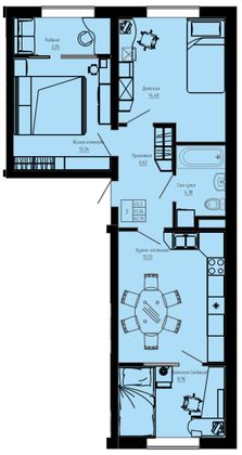 Продажа 2-комнатной квартиры 64,3 м², 3/8 этаж