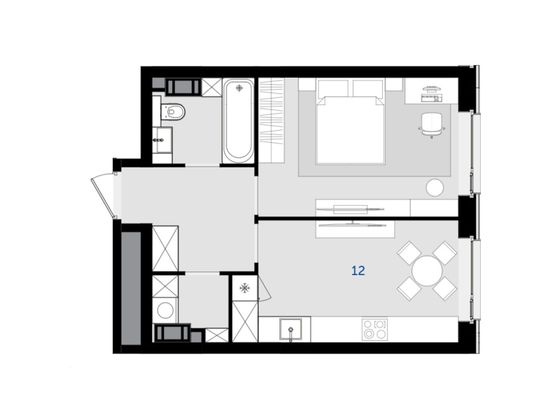 Продажа 1-комнатной квартиры 41,9 м², 36/47 этаж