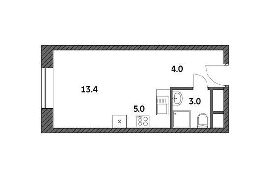 Продажа квартиры-студии 25,4 м², 3/19 этаж