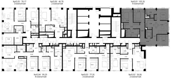 Продажа 4-комнатной квартиры 105,3 м², 43/48 этаж