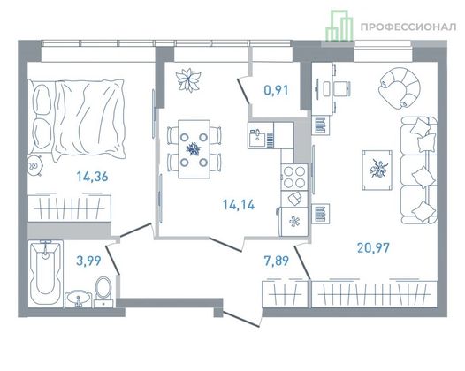 Продажа 2-комнатной квартиры 68 м², 24/24 этаж