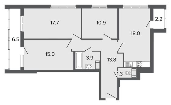 80,6 м², 4-комн. квартира, 15/24 этаж